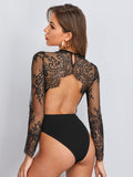 Body noir en dentelle - Modèle Selena