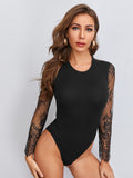 Body noir en dentelle - Modèle Selena