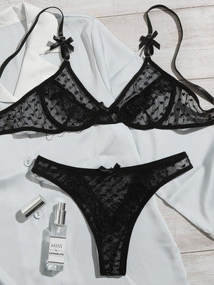 Ensemble lingerie sexy pour femme à armature noir - Modèle Nicole