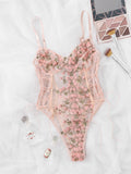 Body bordeaux grande taille avec broderie florale - Modèle Andréa