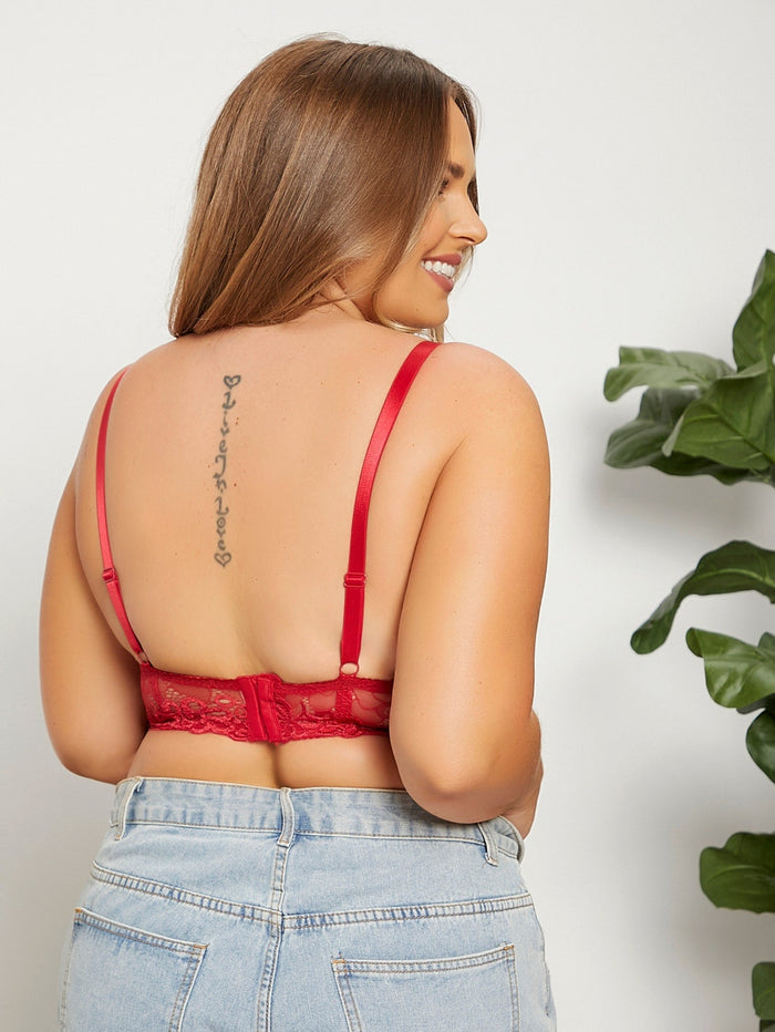 Soutien-gorge rouge en dentelle florale - Modèle Claire