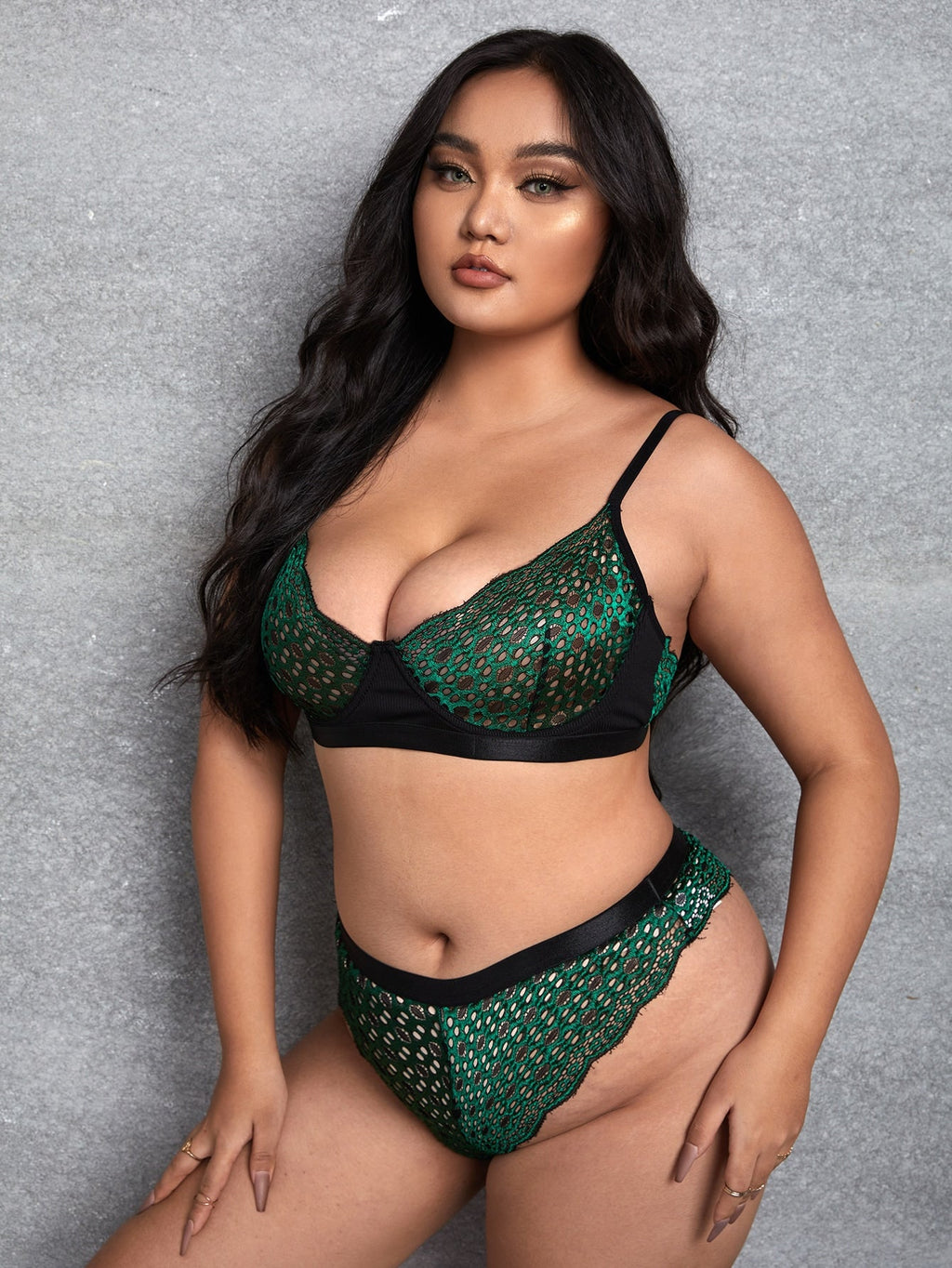 Ensemble lingerie couleur émeraude - Modèle Henriette