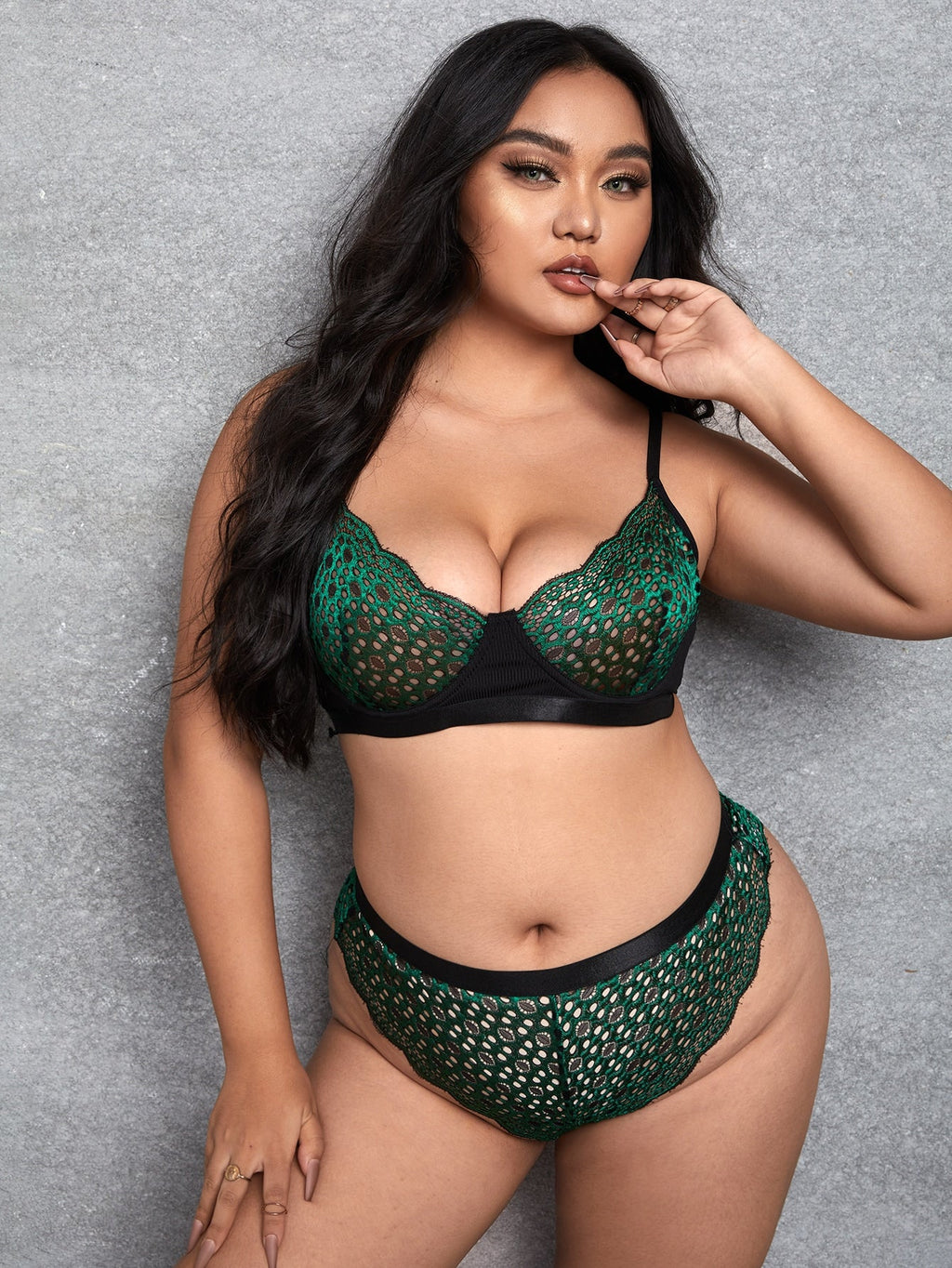 Ensemble lingerie couleur émeraude - Modèle Henriette