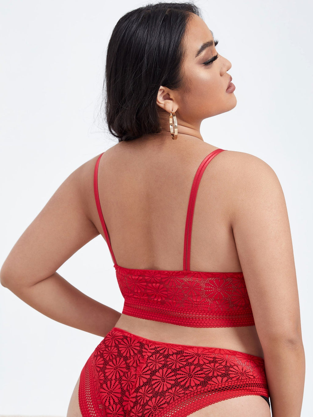 Ensemble en dentelle rouge - Modèle Eugénie