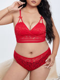 Ensemble en dentelle rouge - Modèle Eugénie