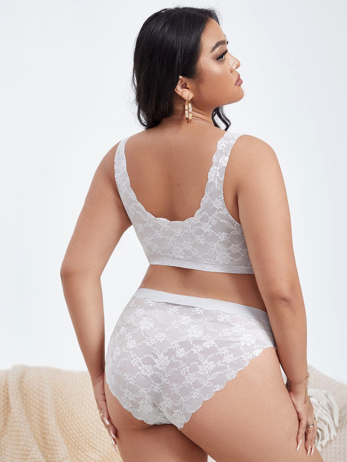 Sous-vêtement blanc imprimé floral - Modèle Anne