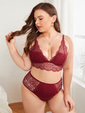 Sous-vêtement en dentelle bordeaux - Modèle Berthe