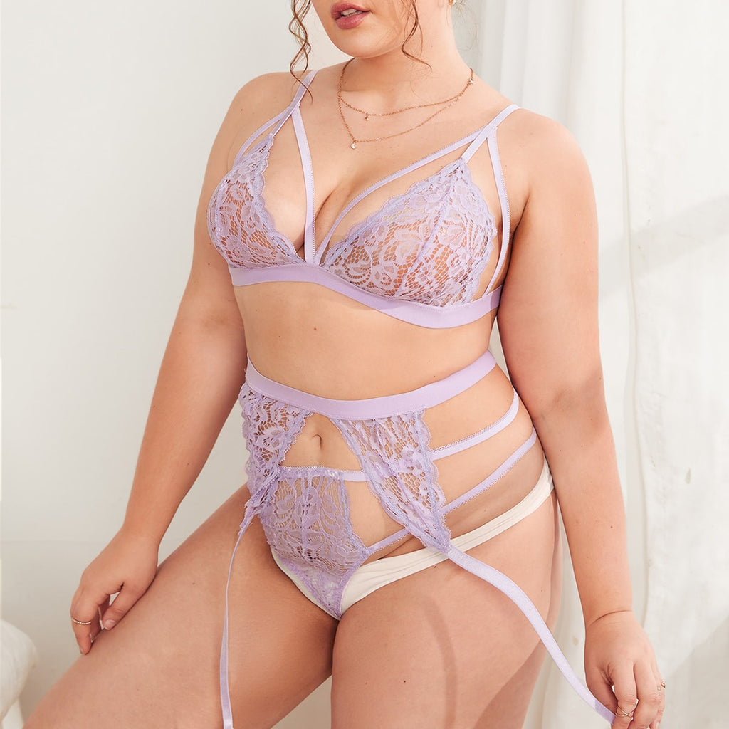Ensemble de lingerie femme sexy avec jarretière rose - Modèle Noëlle