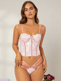 Ensemble de lingerie en satin avec broderie - Modèle Noélia