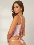 Ensemble de lingerie en satin avec broderie - Modèle Noélia