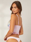 Ensemble de lingerie en satin avec broderie florale - Modèle Fleure
