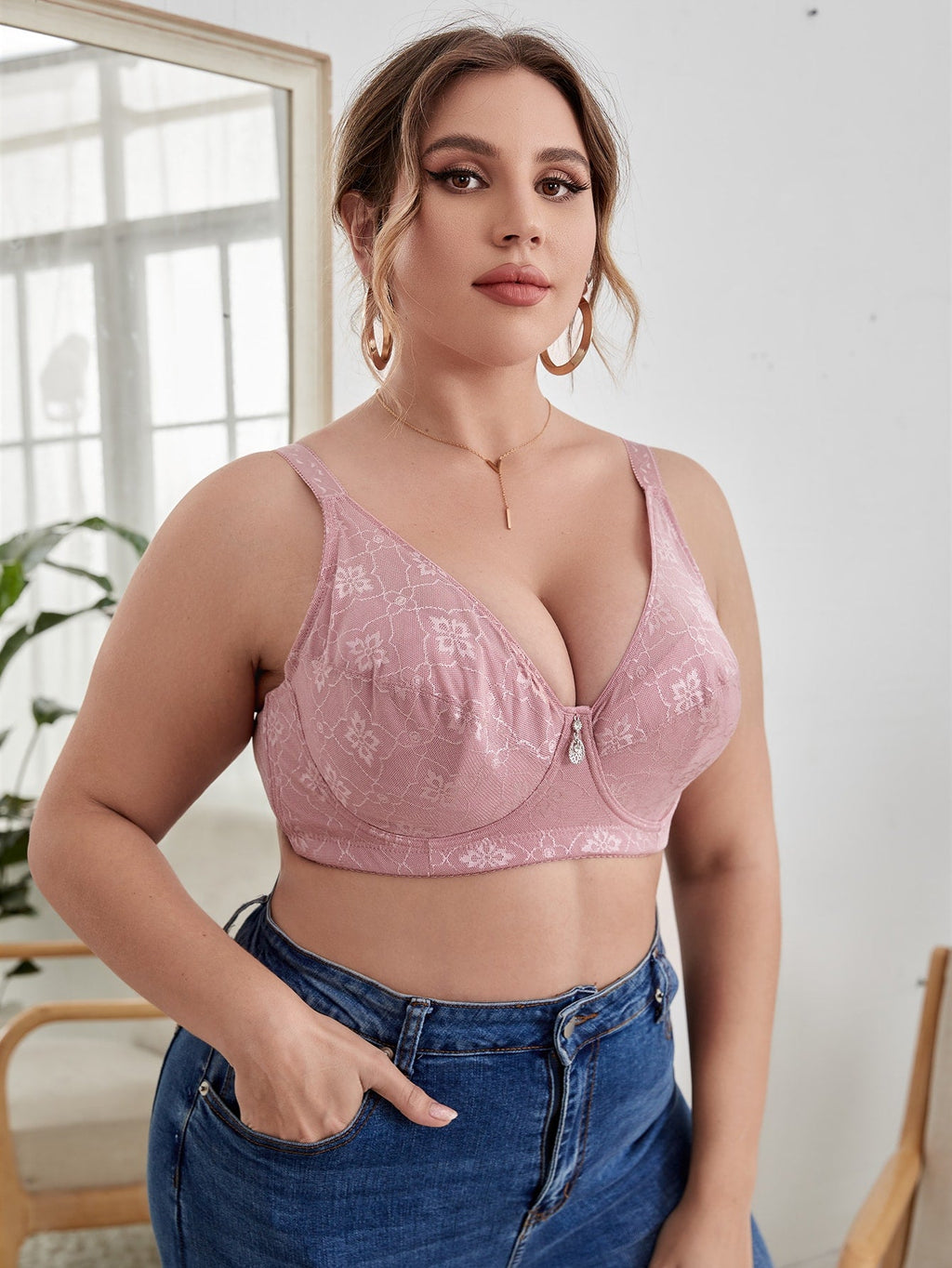 Soutien-gorge à armature rose grande taille - Modèle Christine