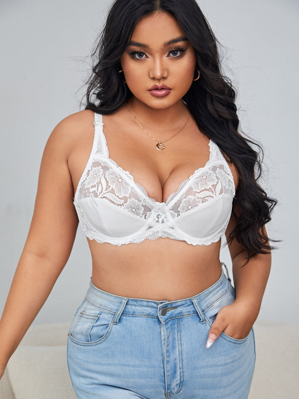 Soutien-gorge à armature et dentelle blanc - Modèle Blandine